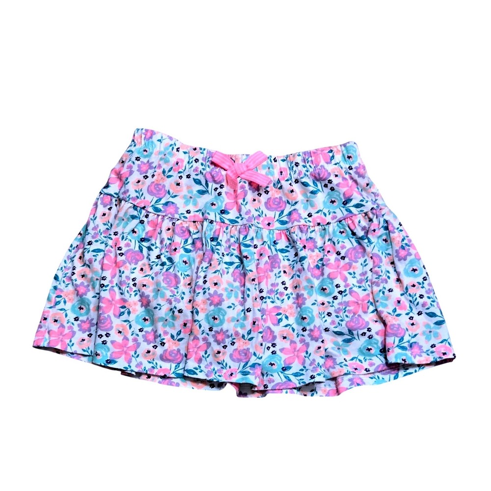 Cynthia Rowley Girls Floral Skort Size S 5/6 Pink Purple Teal Tiered Ruffle Bow